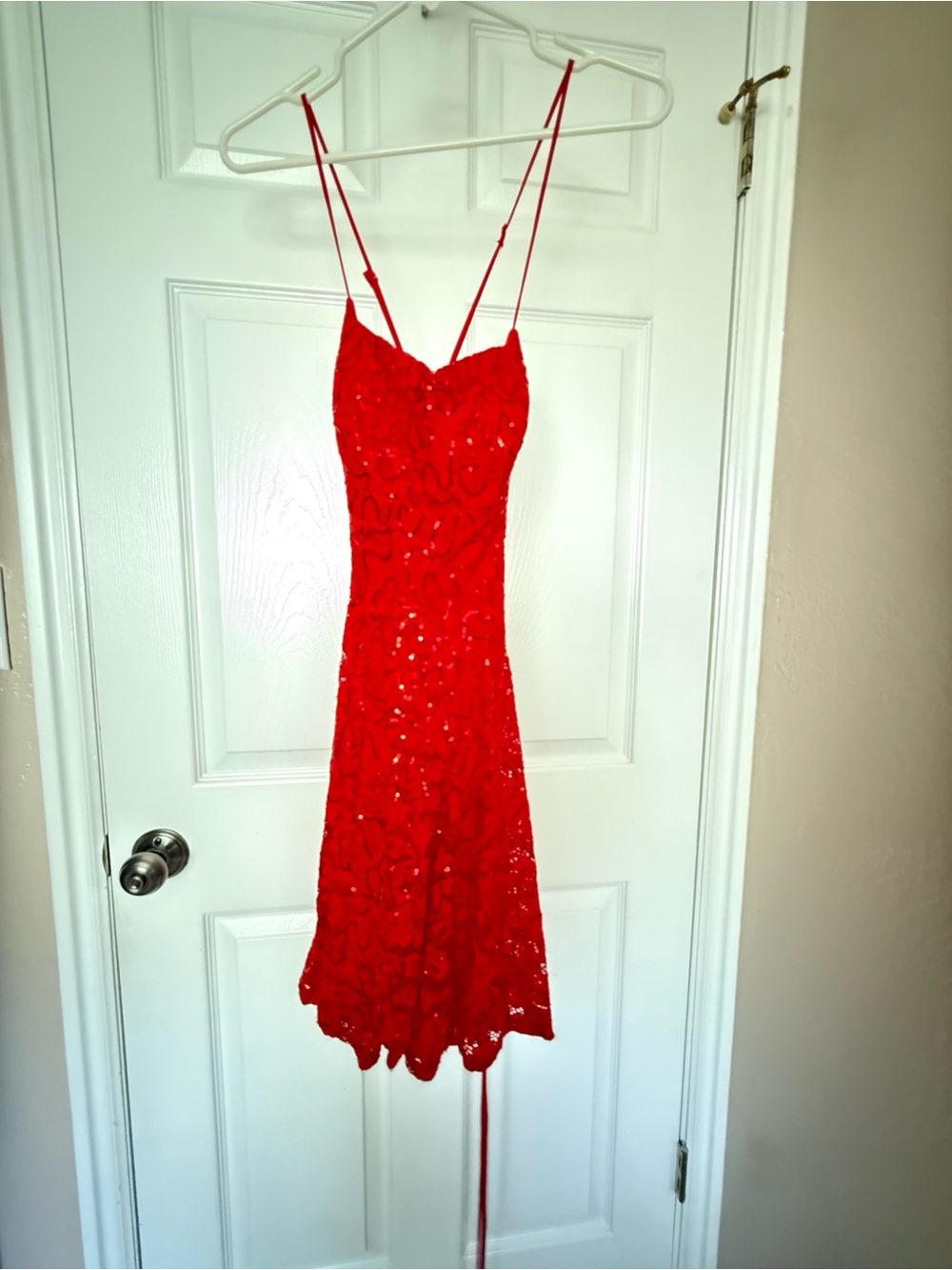 B Darlin Red Lace Sequin Mini Dress